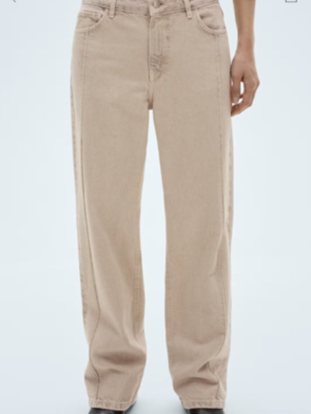 Mango Tan Straight Leg Front Seamed Mid Rise 100% Cotton Jean - Picture 4 of 14